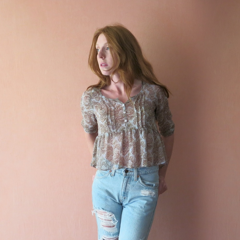 Band Of Gypsies Cropped Half Sleeve Blouse